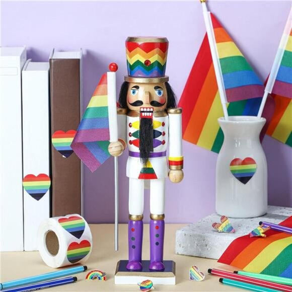 12 Inch Gay Pride Nutcrackers Figures Decor Wooden Christmas Nutcracker Ornament - Picture 3 of 7